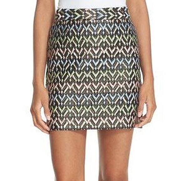 Milly Jacquard Metallic Chevron Mini Skirt Size 2 - Picture 1 of 6